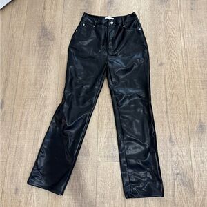 Grey lab black leather pants size small